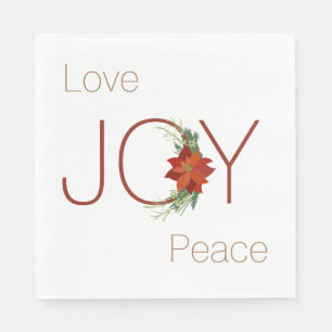 Love Joy peace Christmas poinsettia Napkin