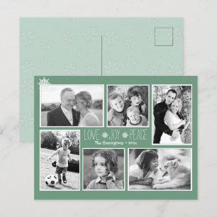 Love Joy Peace Christmas Snowflakes Photo Carte po