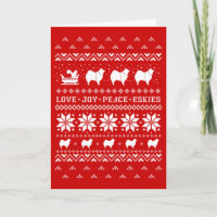 Love Joy Peace Eskies Cute Dogs Christmas Card