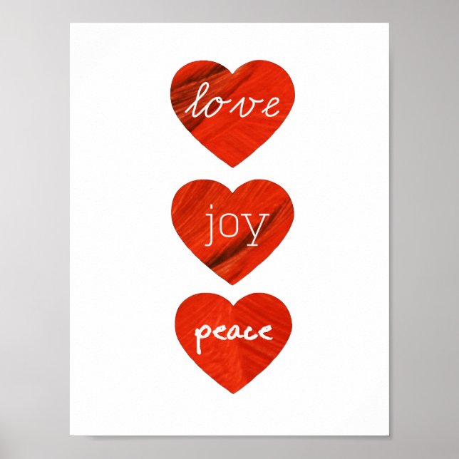 Love Joy Peace Hearts Poster (Front)