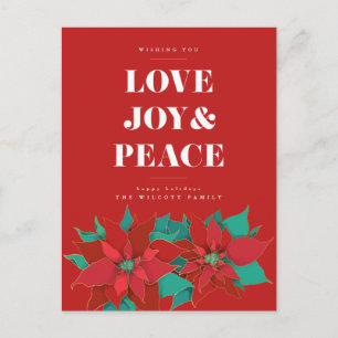 LOVE JOY & PEACE Merry Christmas Holiday Postcard