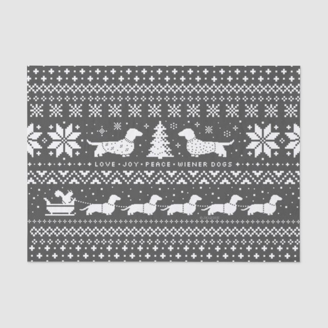 Love Joy Peace Wiener Dogs | Dachshunds Christmas Tissue Paper (Front)
