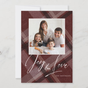 Love & Joy Photo Holiday Burgundy Card