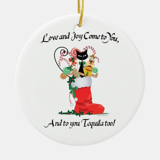 Love & Joy & Tequila Christmas Ornament (Front)