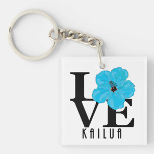 LOVE Kailua Blue Hibiscus Keychain