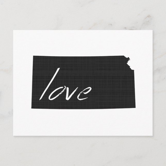 Love Kansas Map Shaped Antique Black Chalkboard Postcard (Front)