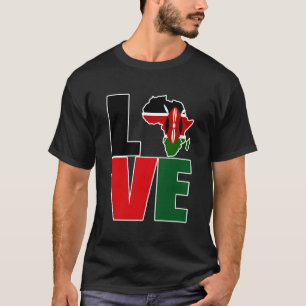 Love Kenya With Kenyan Flag In Africa Map Kenyan P T-Shirt