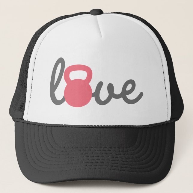 Love Kettlebell Pink Trucker Hat (Front)