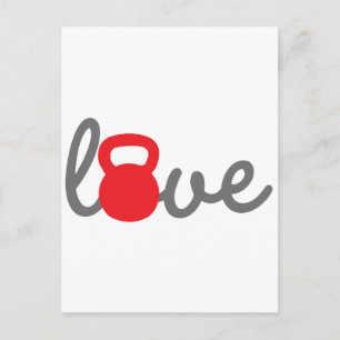 Love Kettlebell Red Postcard