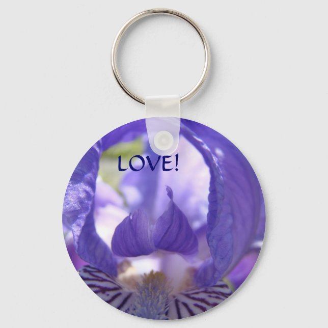 LOVE! Key chain Purple Iris Flower Keychains (Front)