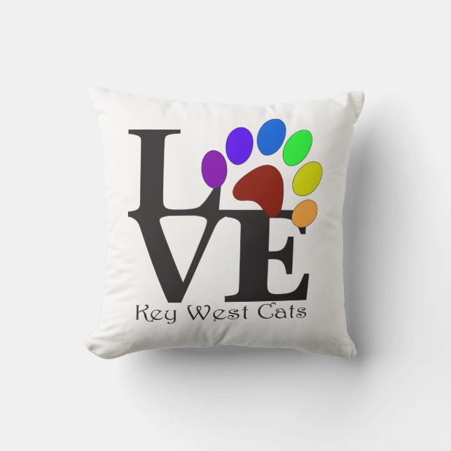 LOVE Key West Cats Pillow (Front)