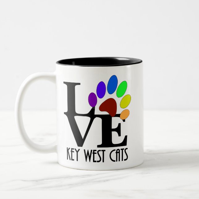 LOVE Key West (six toed) Cats 11oz Two-Tone Coffee Mug (Left)