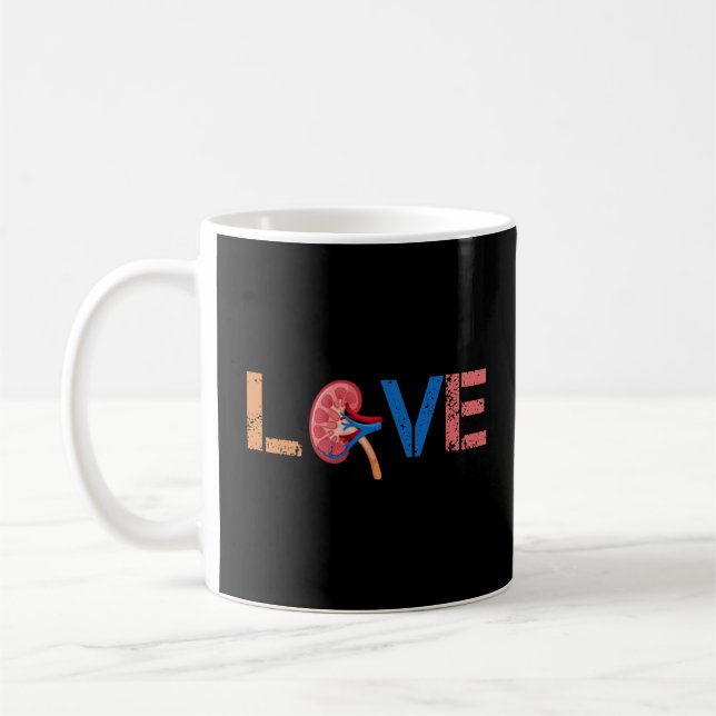 Love Kidney Organ Nephrology Coffee Mug (Left)