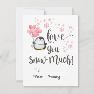 Love - KIDS Cute Penguin Personalized Valentine Card