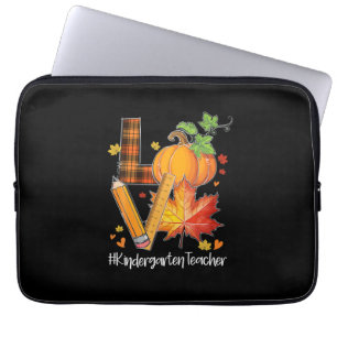 LOVE Kindergarten Teacher Fall Leaves Autumn Laptop Sleeve