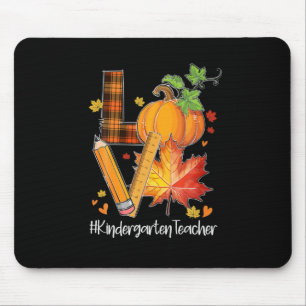 LOVE Kindergarten Teacher Fall Leaves Autumn Mouse Pad