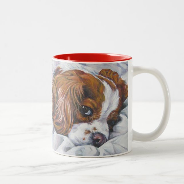 Love King Charles Cavalier Pups Two-Tone Coffee Mug (Right)