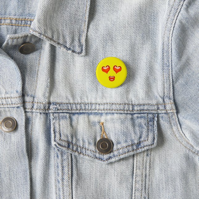 Love Kiss Heart Eyes Emoji 1 Inch Round Button (In Situ)