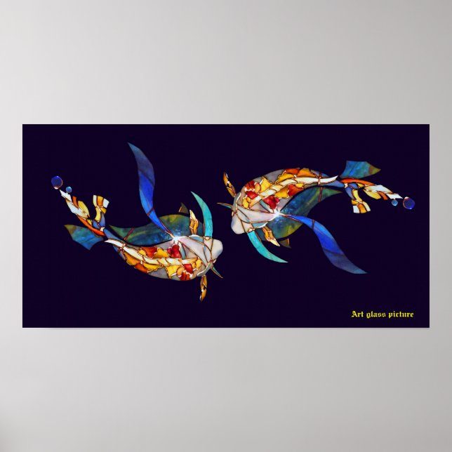 Love Kissing Koi fish Wedding Posters horizontal (Front)