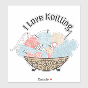 Love Knitting Yarn Bowl Large Sticker