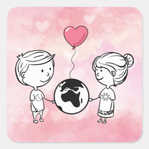 Love Knove No Distance Carré Sticker