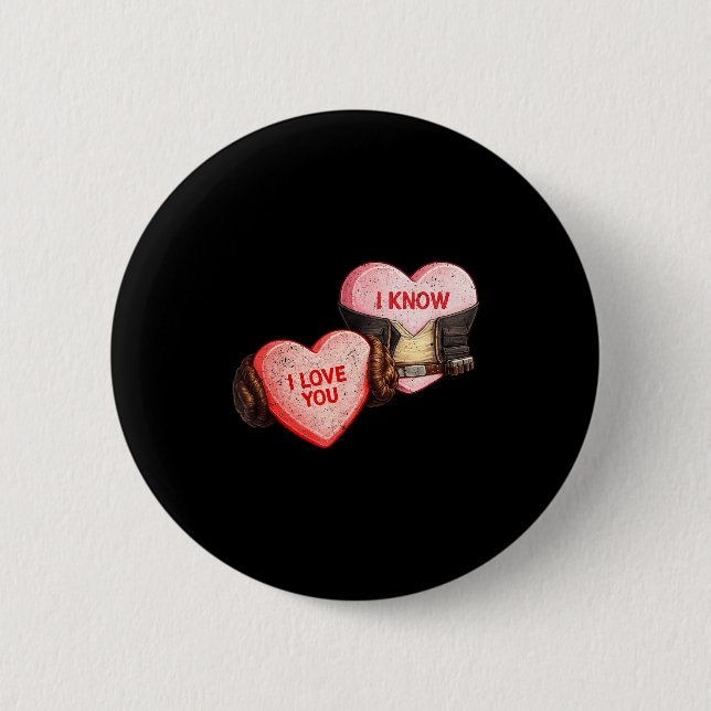 Love - know - funny sci-fi valentine's day space 2 inch round button (Front)