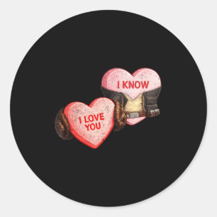 Love - know - funny sci-fi valentine's day space classic round sticker