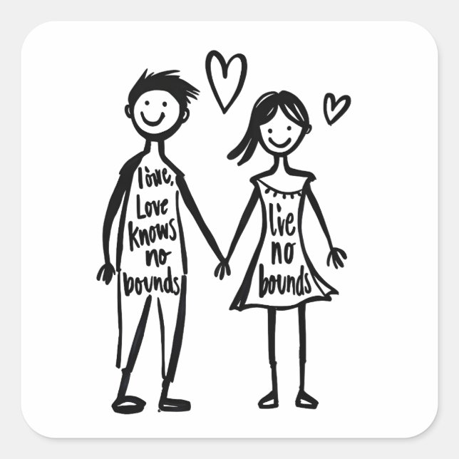 Love knows no bounds square sticker (Front)