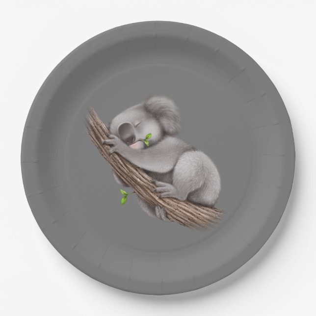 Love Koala Bears Paper Plate (Front)