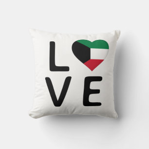 Love - Kuwait Flag Throw Pillow