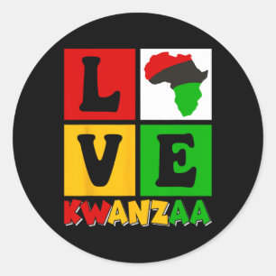 Love Kwanzaa African Heritage Flag Classic Round Sticker