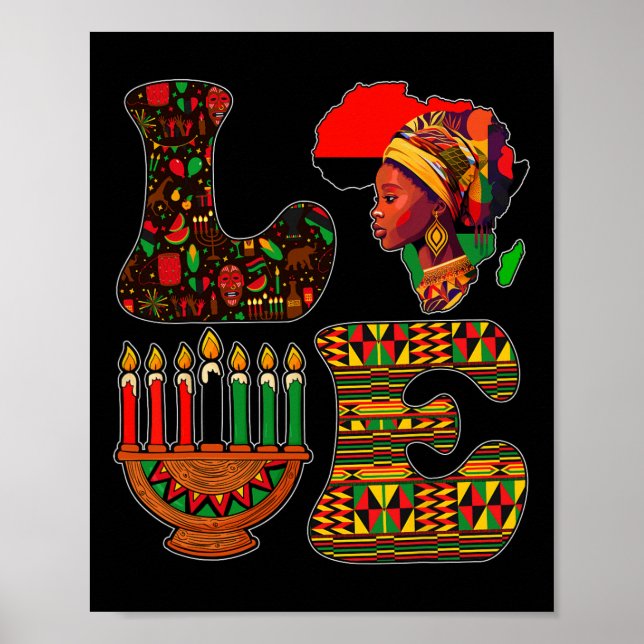 Love Kwanzaa Kinara Principles Candles Pan African Poster (Front)