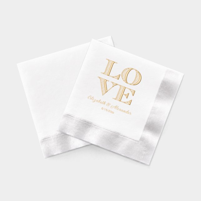 LOVE L-O-V-E Arranged in a 4 Letter Square Name Foil Napkins (Back)