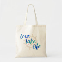 Love Lake Life Nautical Typography Watercolor Blue