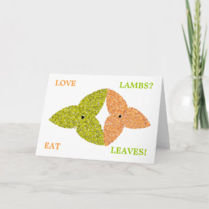 Love Lambs Eat Leaves Greeting Card