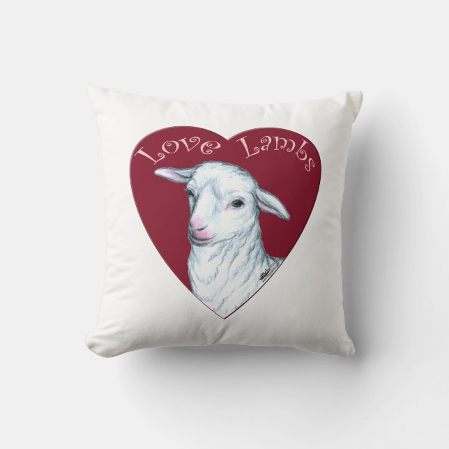 Love Lambs Throw Pillow (Front)