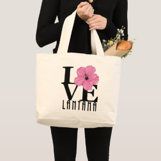 LOVE Lantana PinkHibiscus Large Tote Bag