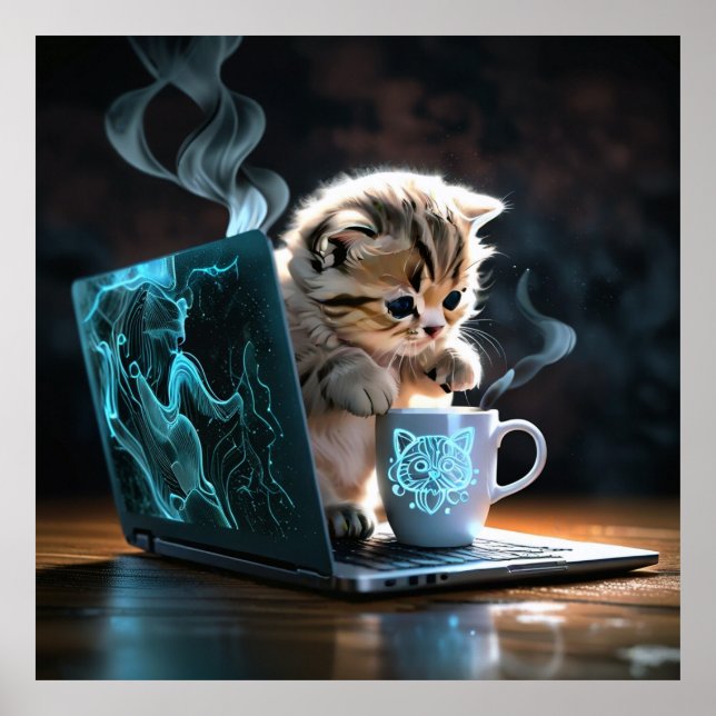 Love, Laptops, Cats and Coffee Poster (Front)