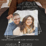 Love Lasts Forever | Modern Personalized Photo  Fleece Blanket<br><div class="desc">This blanket is perfect for anniversaries, birthdays, christmas, valentines day as a gift for the one you love! The blanket features your favourite photo, text that reads 'TRUE LOVE LASTS FOREVER' and is personalized with your names and a personal message. The font styles and background colour, can be changed by...</div>