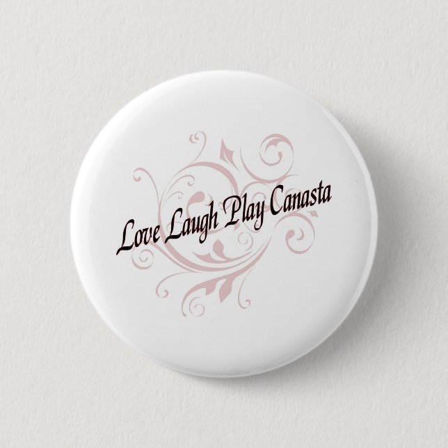 Love Laugh Play Canasta Red 2 Inch Round Button (Front)