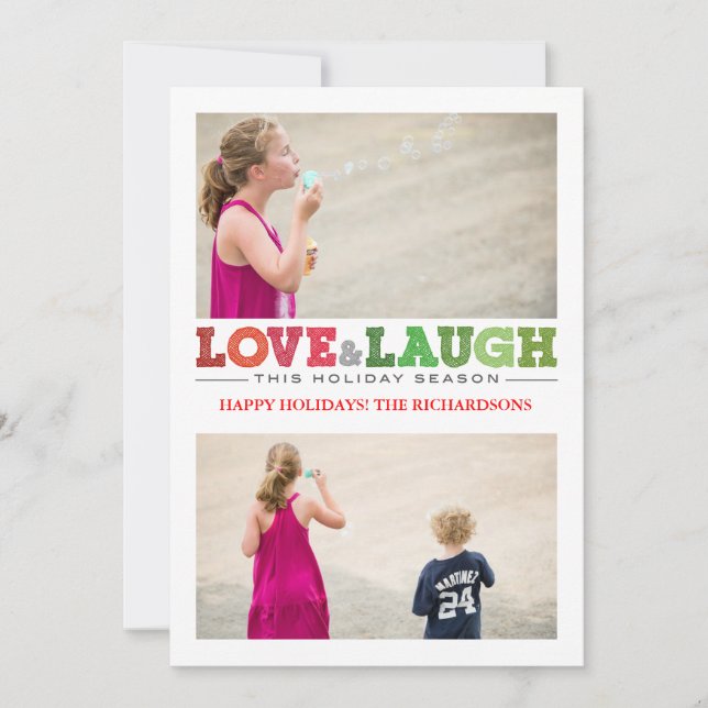 Love + Laugh x2 Holiday Card (Front)