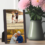 Love Laughs Happiness Couples Anniversary Photo Plaque<br><div class="desc">Personalized wedding anniversary photo plaque. The design is perfect for any anniversary as the template is set up for you add the appropriate number of years. The photo template is ready for you to upload two of your favorite photos, which are displayed in landscape format. The wording is full editable...</div>
