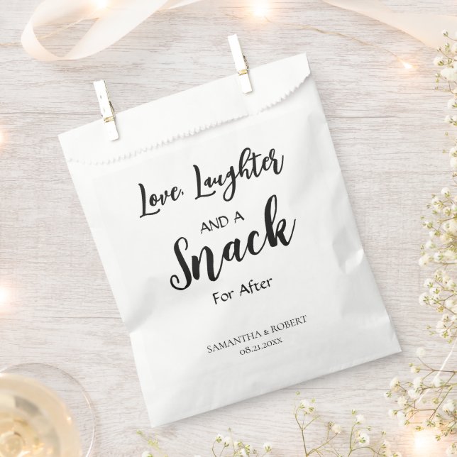 Love. Laughter & a Snack Wedding Favour Bag (Clipped)