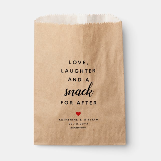 Love, Laughter And Snack for After Wedding Snack  Favour Bag (Front)