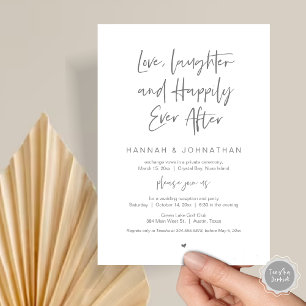 Love, Laughter, Black, Wedding Elopement Party Invitation