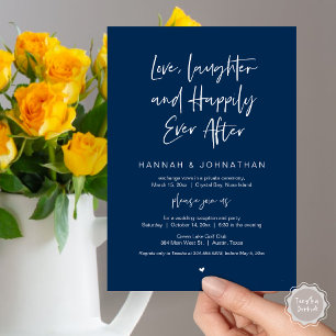 Love, Laughter, Black, Wedding Elopement Party Invitation
