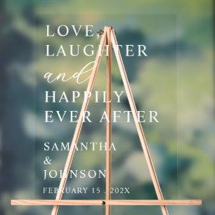 Love, Laughter & Happily Ever After Custom Wedding Acrylic Sign