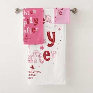 Love Laughter Happily Ever Personalized Wedding Bath Towel Set