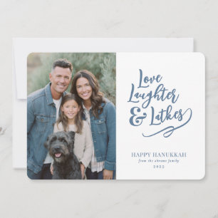 Love Laughter Latkes Hanukkah Photo Holiday Card