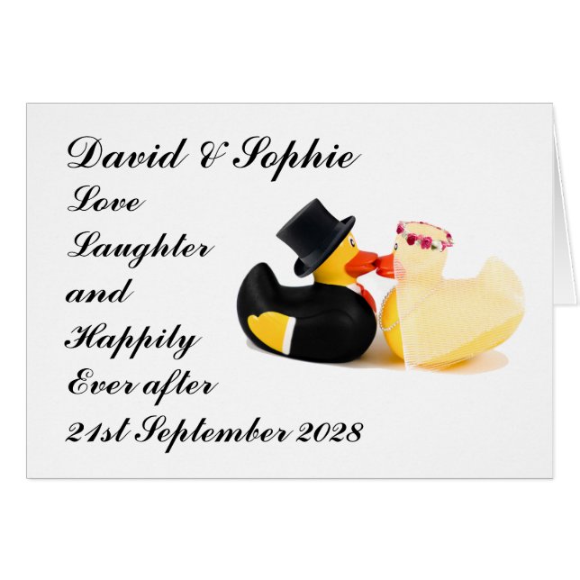 Love Laughter Wedding Ducks Card (Front Horizontal)